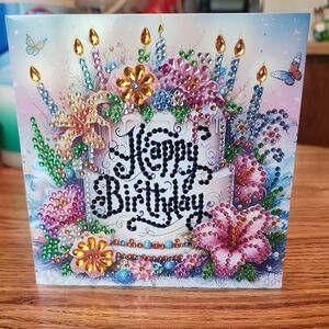 NWOT Elegant Floral Birthday Card with Jewel Accents